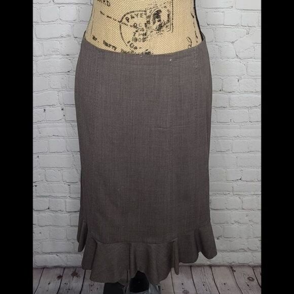 Rebecca Taylor Wool Ruffled Hem Gray Midi Skirt size 6 - Picture 14 of 15